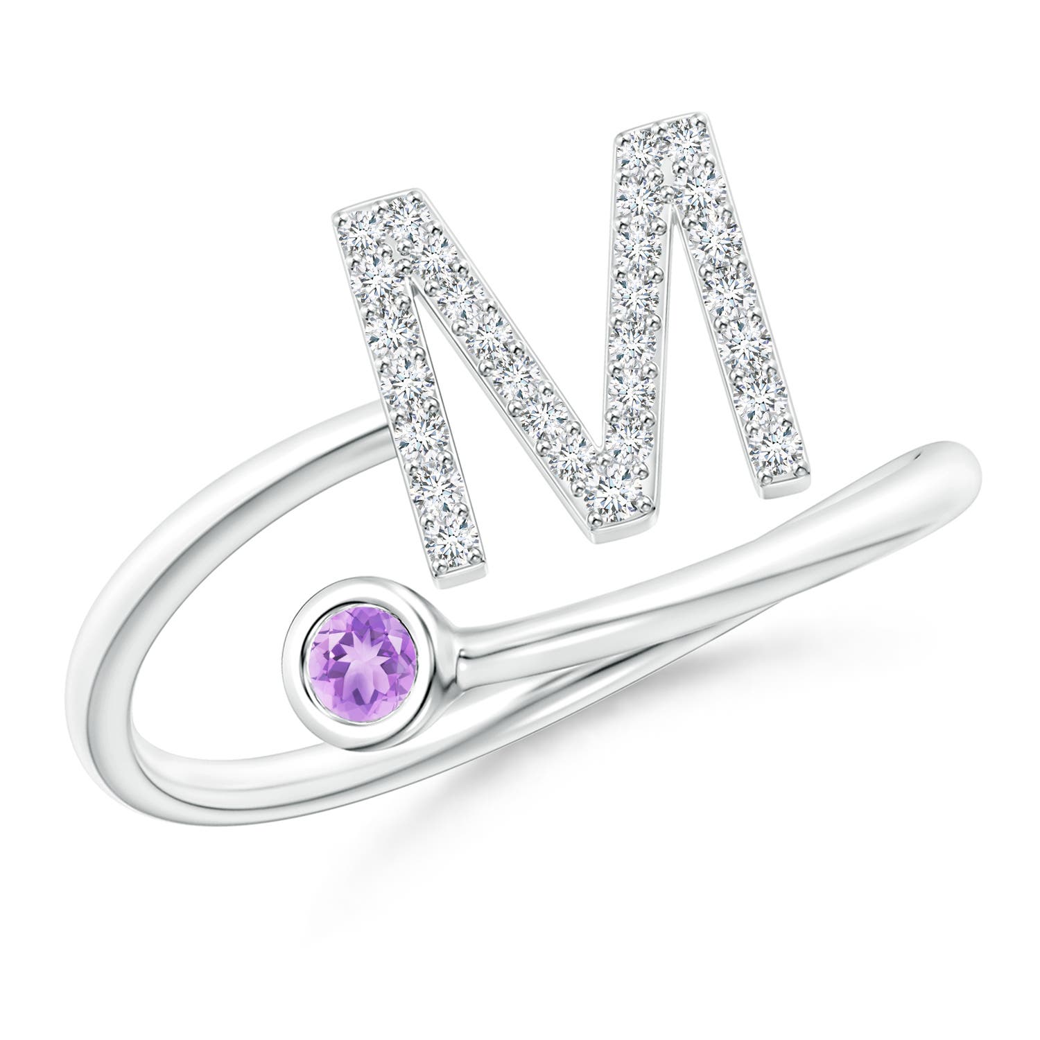 AA - Amethyst / 0.15 CT / 14 KT White Gold