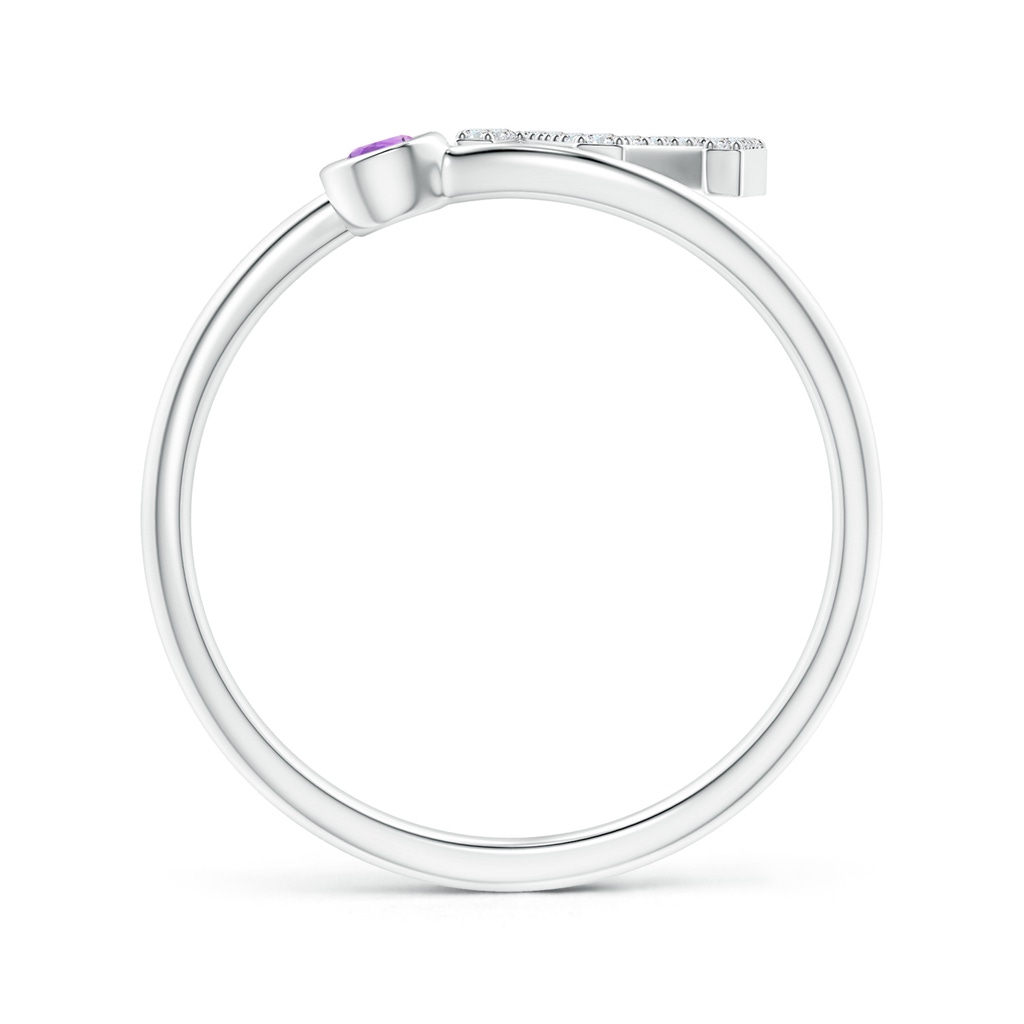 2.5mm AAA Capital "M" Diamond Initial Ring with Bezel-Set Amethyst in White Gold Side 1
