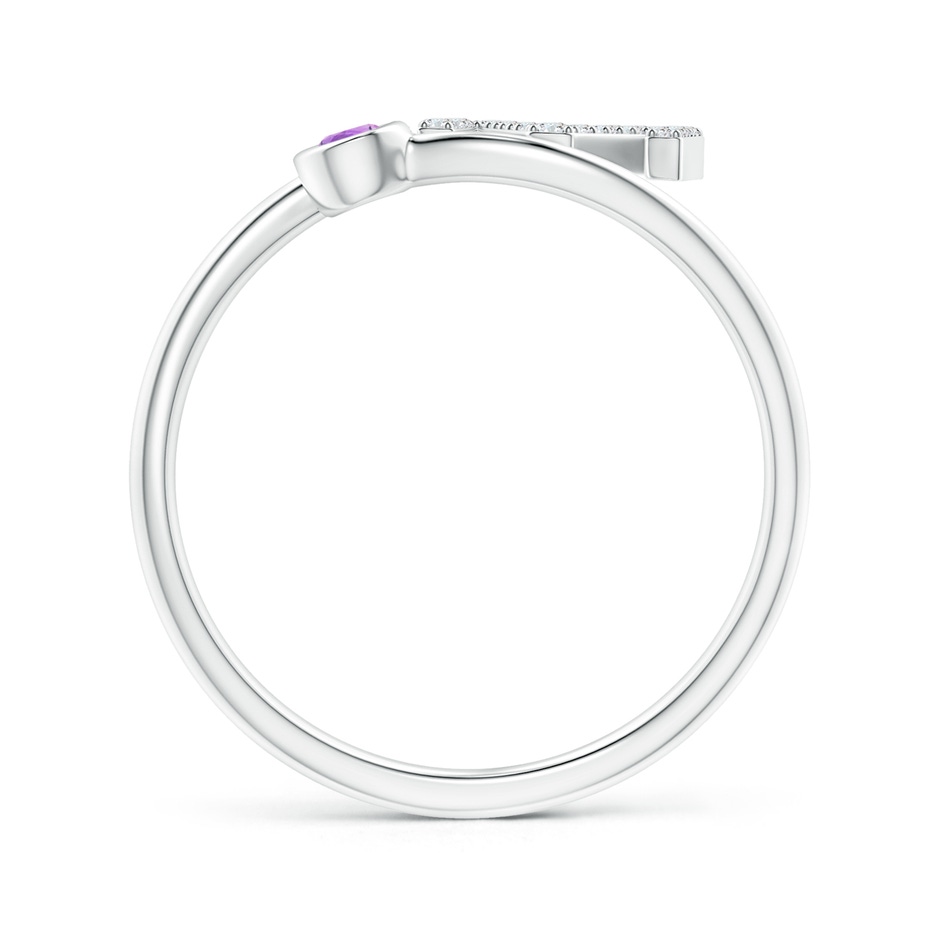 2.5mm AAA Capital "M" Diamond Initial Ring with Bezel-Set Amethyst in White Gold side 1