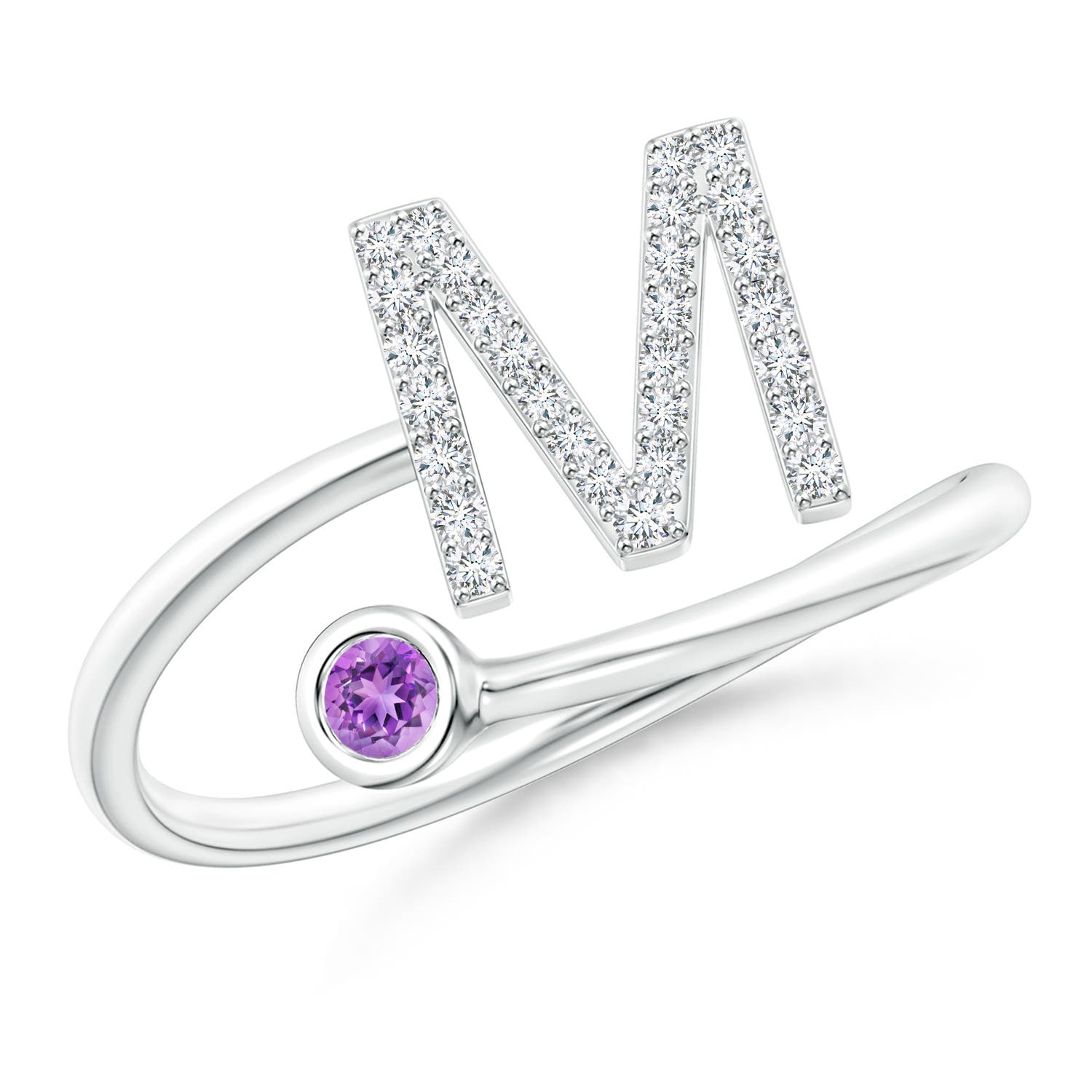 AAAA - Amethyst / 0.15 CT / 14 KT White Gold