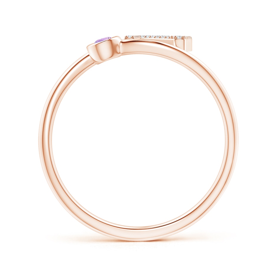 2.5mm A Capital "N" Diamond Initial Ring with Bezel-Set Amethyst in Rose Gold side 1