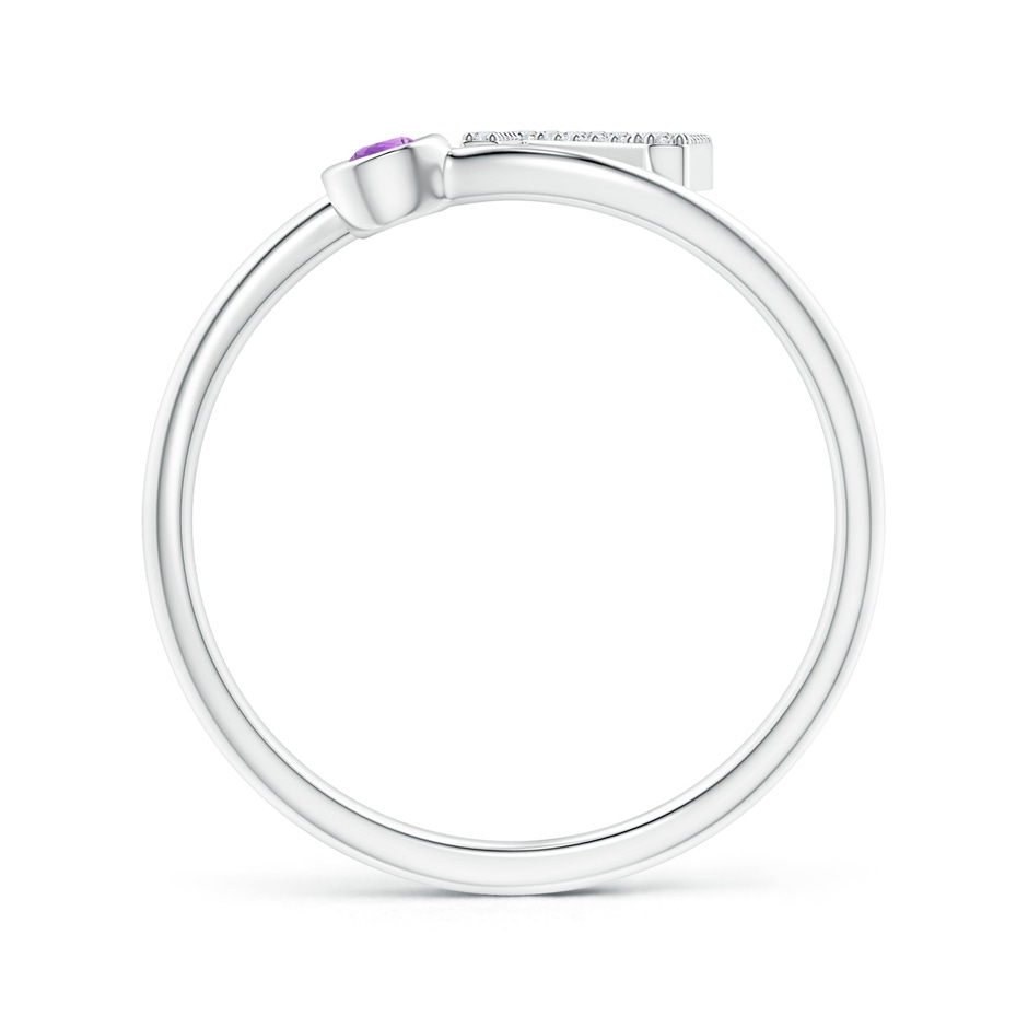 2.5mm AAA Capital "N" Diamond Initial Ring with Bezel-Set Amethyst in White Gold side 1