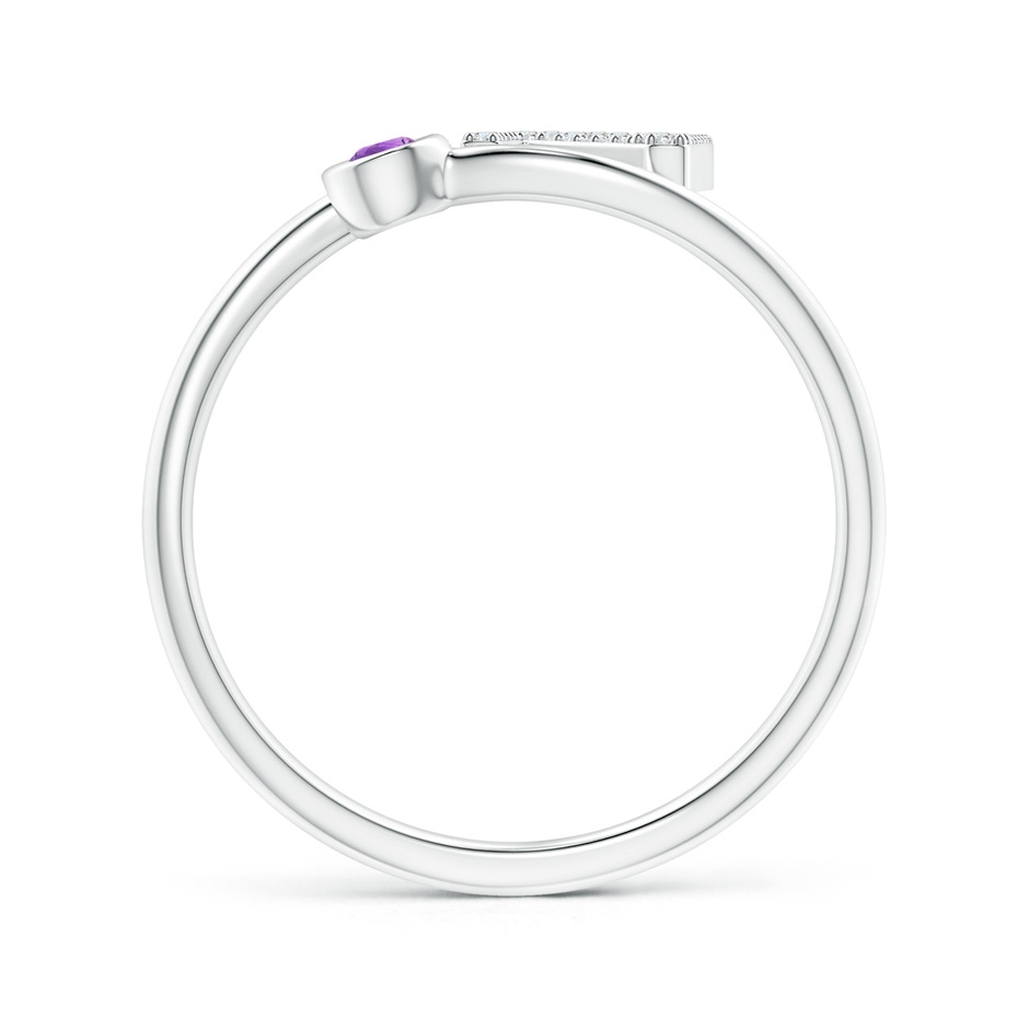 2.5mm AAAA Capital "N" Diamond Initial Ring with Bezel-Set Amethyst in White Gold side 1