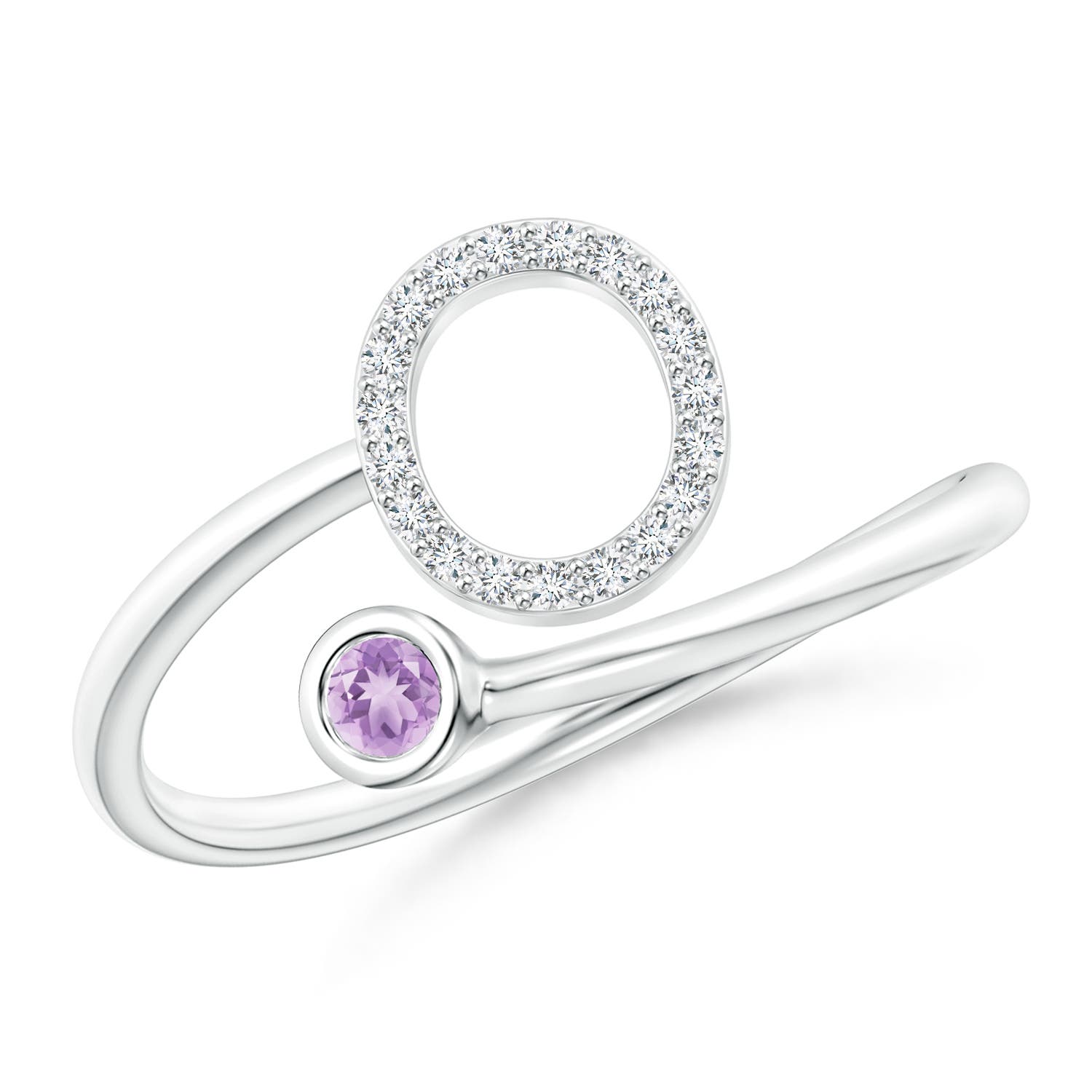 A - Amethyst / 0.12 CT / 14 KT White Gold