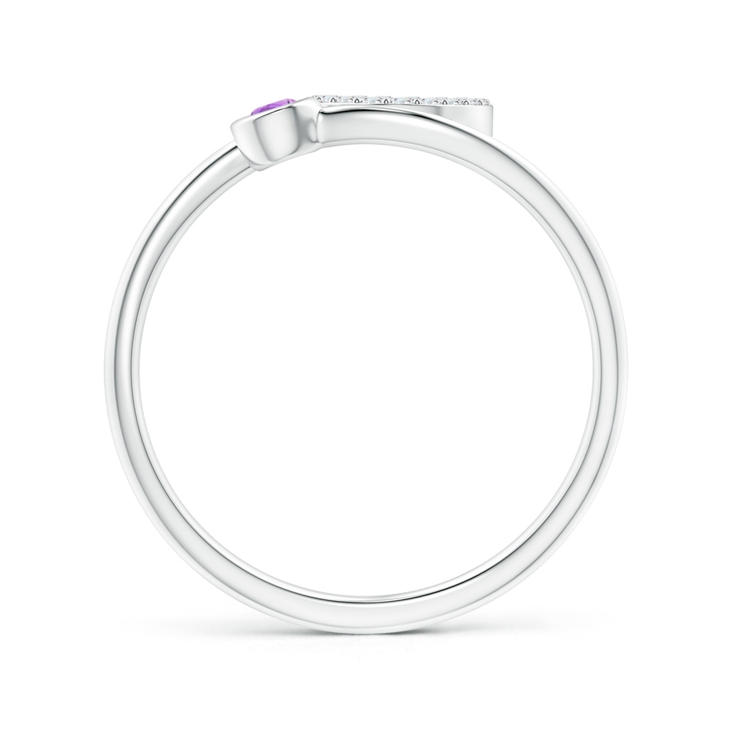 2.5mm AAA Capital "O" Diamond Initial Ring with Bezel-Set Amethyst in White Gold Side 1