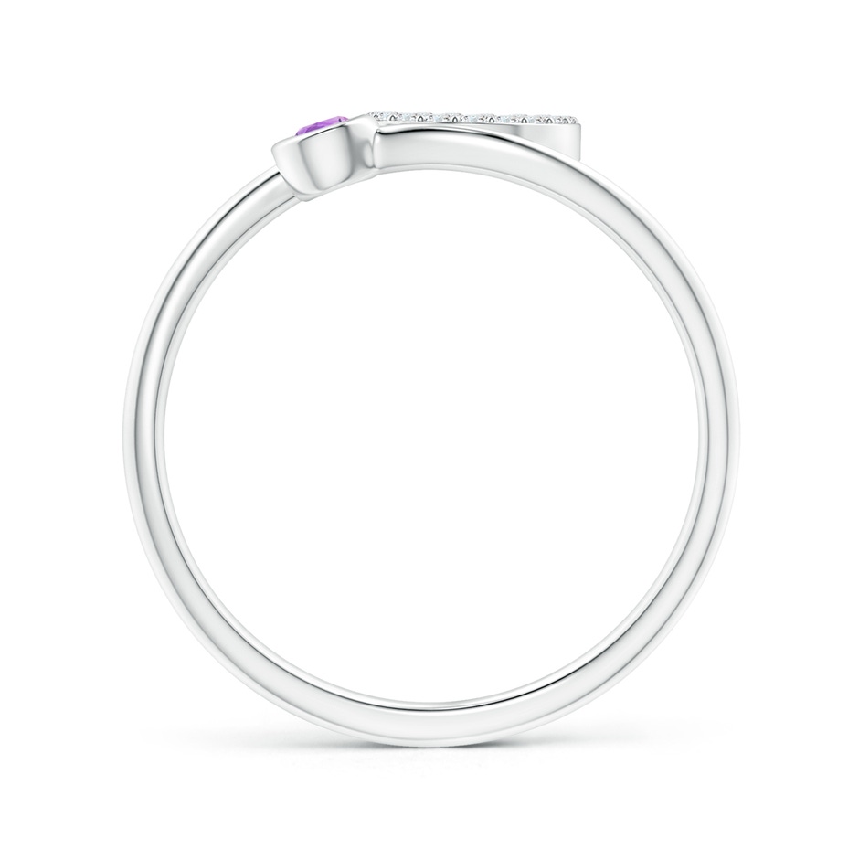 2.5mm AAA Capital "O" Diamond Initial Ring with Bezel-Set Amethyst in White Gold side 1