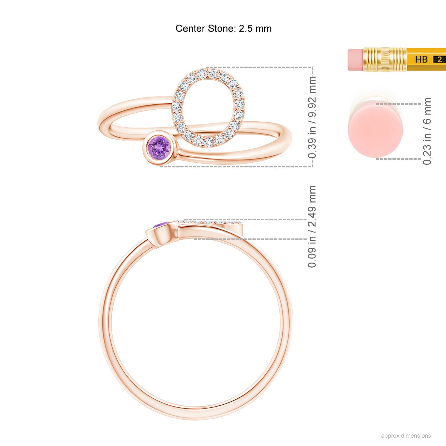 AAAA - Amethyst / 0.12 CT / 14 KT Rose Gold