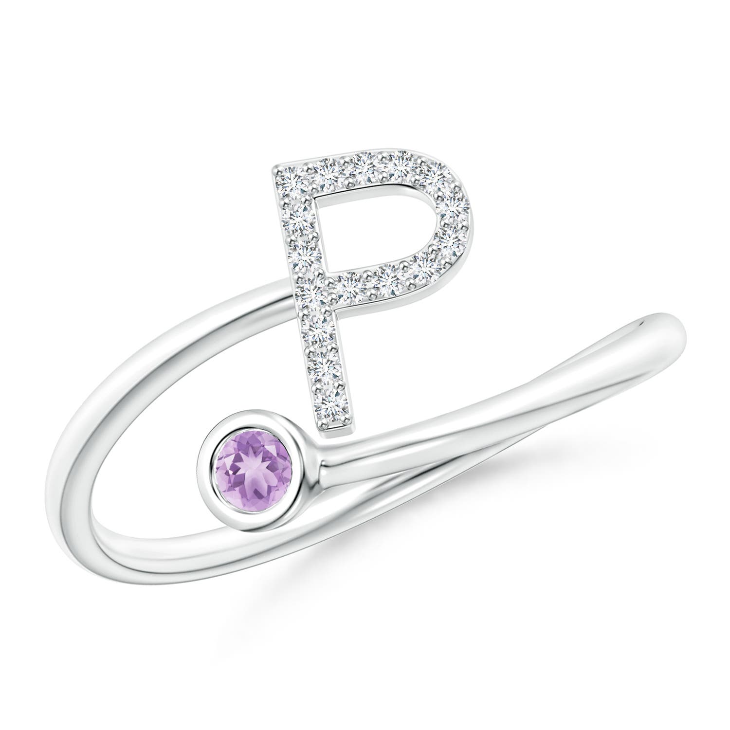 A - Amethyst / 0.11 CT / 14 KT White Gold