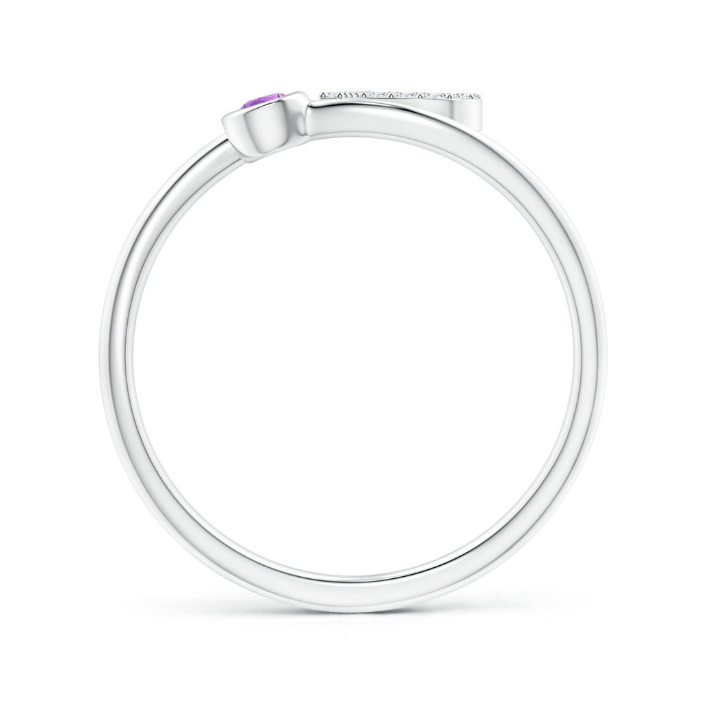 2.5mm AAA Capital "P" Diamond Initial Ring with Bezel-Set Amethyst in White Gold Side 1