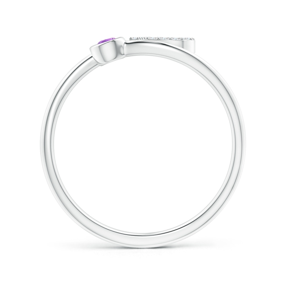 2.5mm AAA Capital "P" Diamond Initial Ring with Bezel-Set Amethyst in White Gold side 1