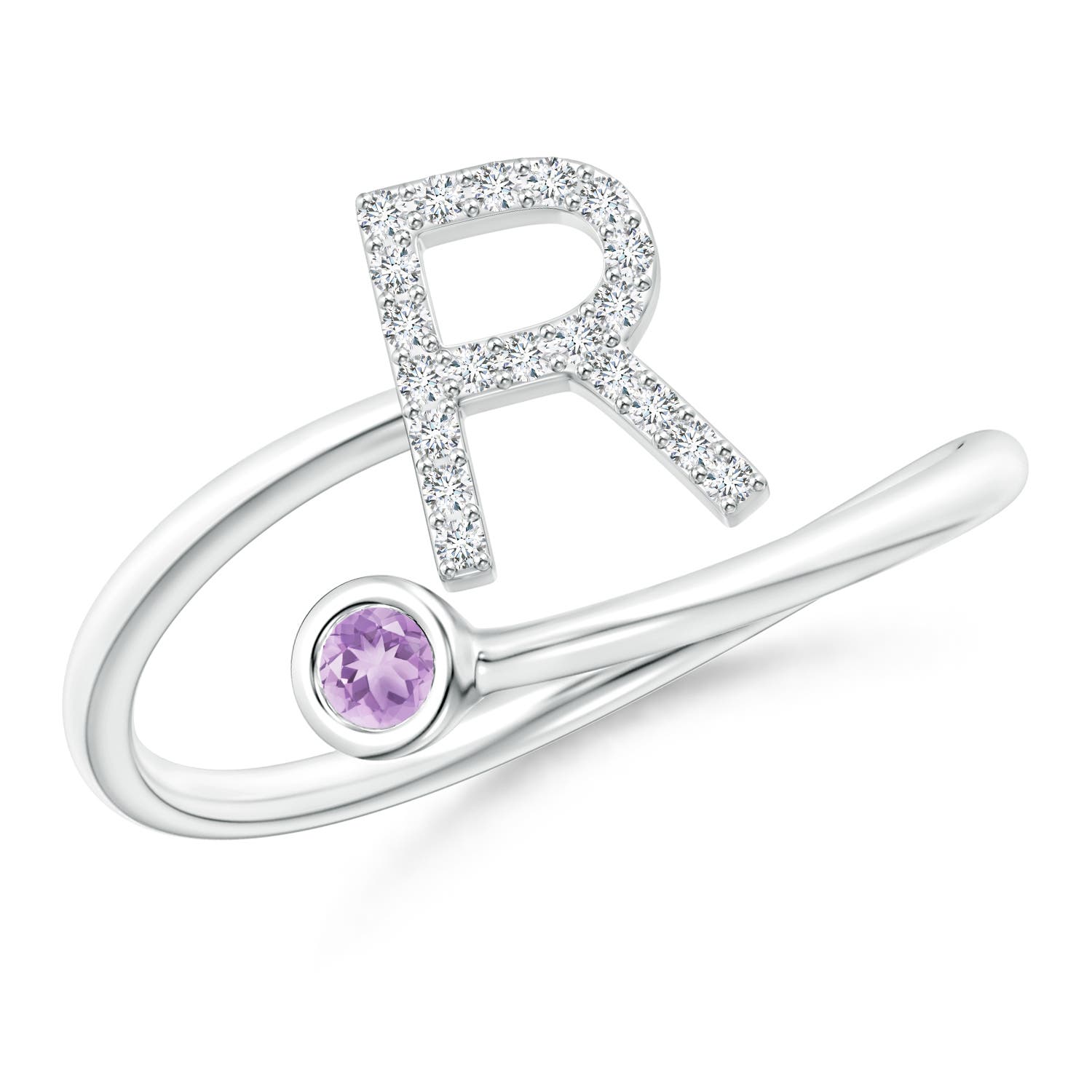 A - Amethyst / 0.12 CT / 14 KT White Gold