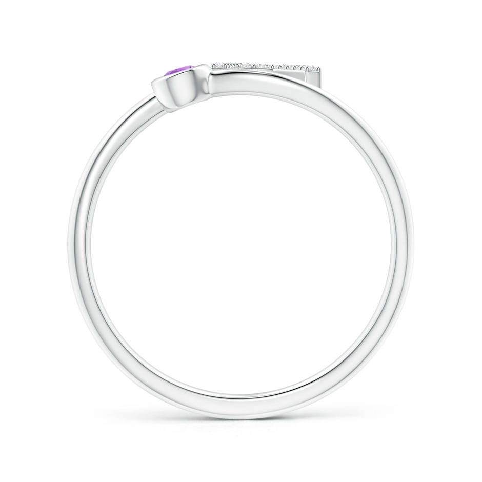 2.5mm AAA Capital "R" Diamond Initial Ring with Bezel-Set Amethyst in White Gold side 1