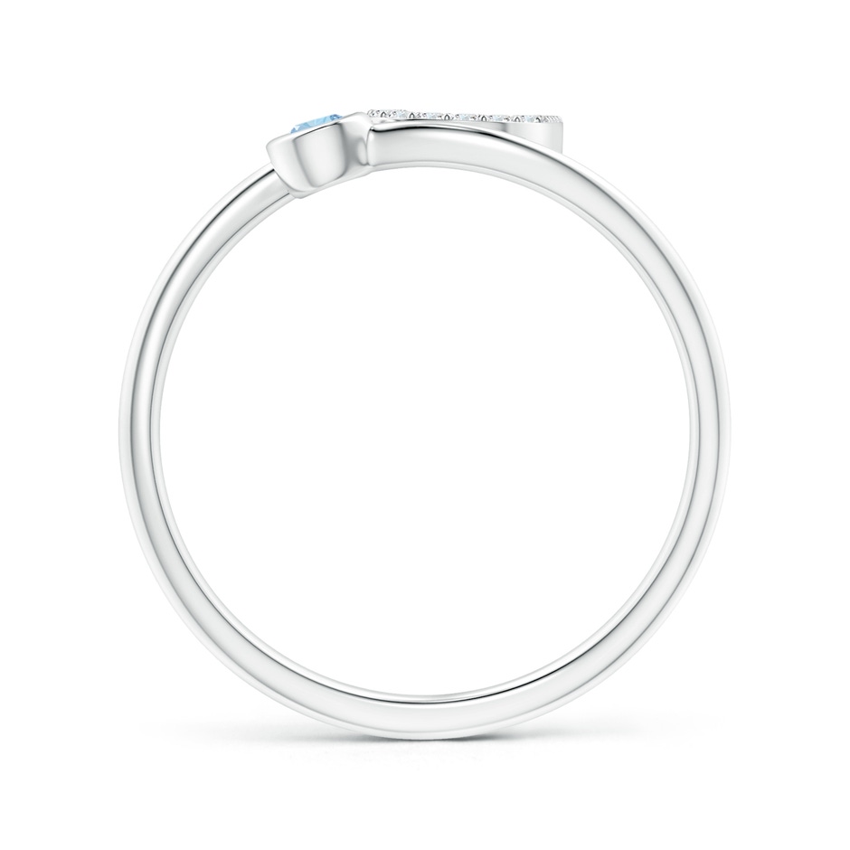 2.5mm AAA Capital "U" Diamond Initial Ring with Bezel-Set Aquamarine in White Gold side 1