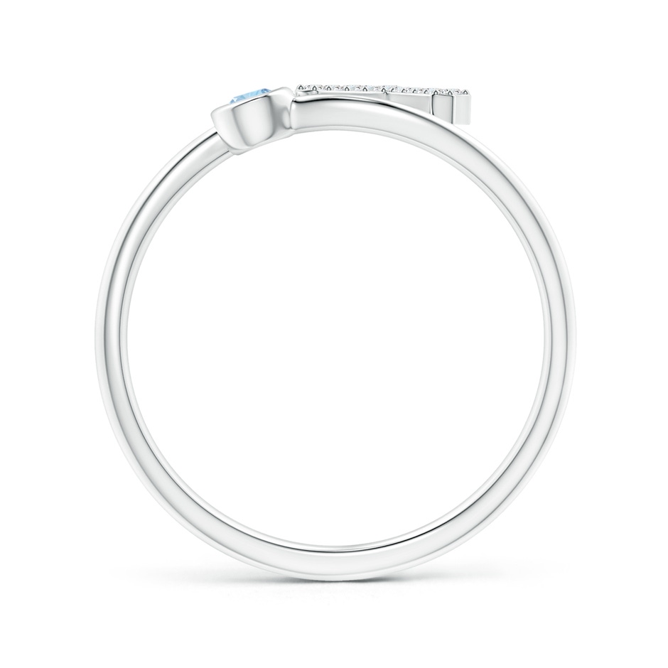 2.5mm AAA Capital "X" Diamond Initial Ring with Bezel-Set Aquamarine in White Gold side 1