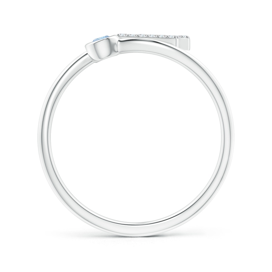 2.5mm AA Capital "Z" Diamond Initial Ring with Bezel-Set Aquamarine in White Gold side 1