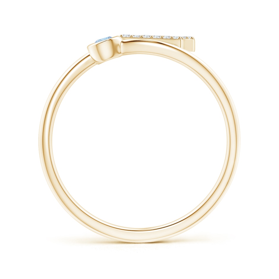 2.5mm AA Capital "Z" Diamond Initial Ring with Bezel-Set Aquamarine in Yellow Gold side 1