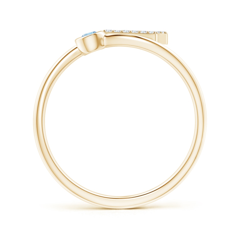 2.5mm AAA Capital "Z" Diamond Initial Ring with Bezel-Set Aquamarine in Yellow Gold side 1