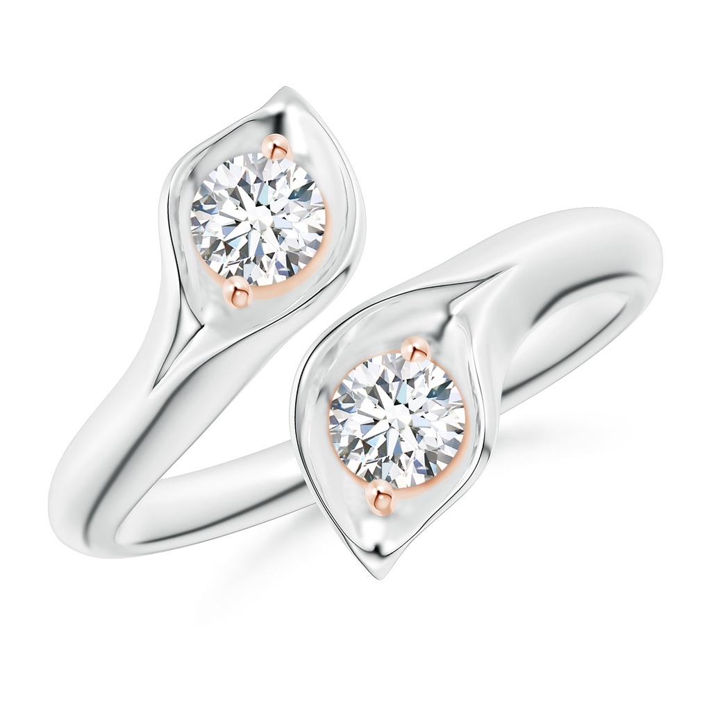 4mm GVS2 Calla Lily Two Stone Diamond Ring in White Gold Rose Gold