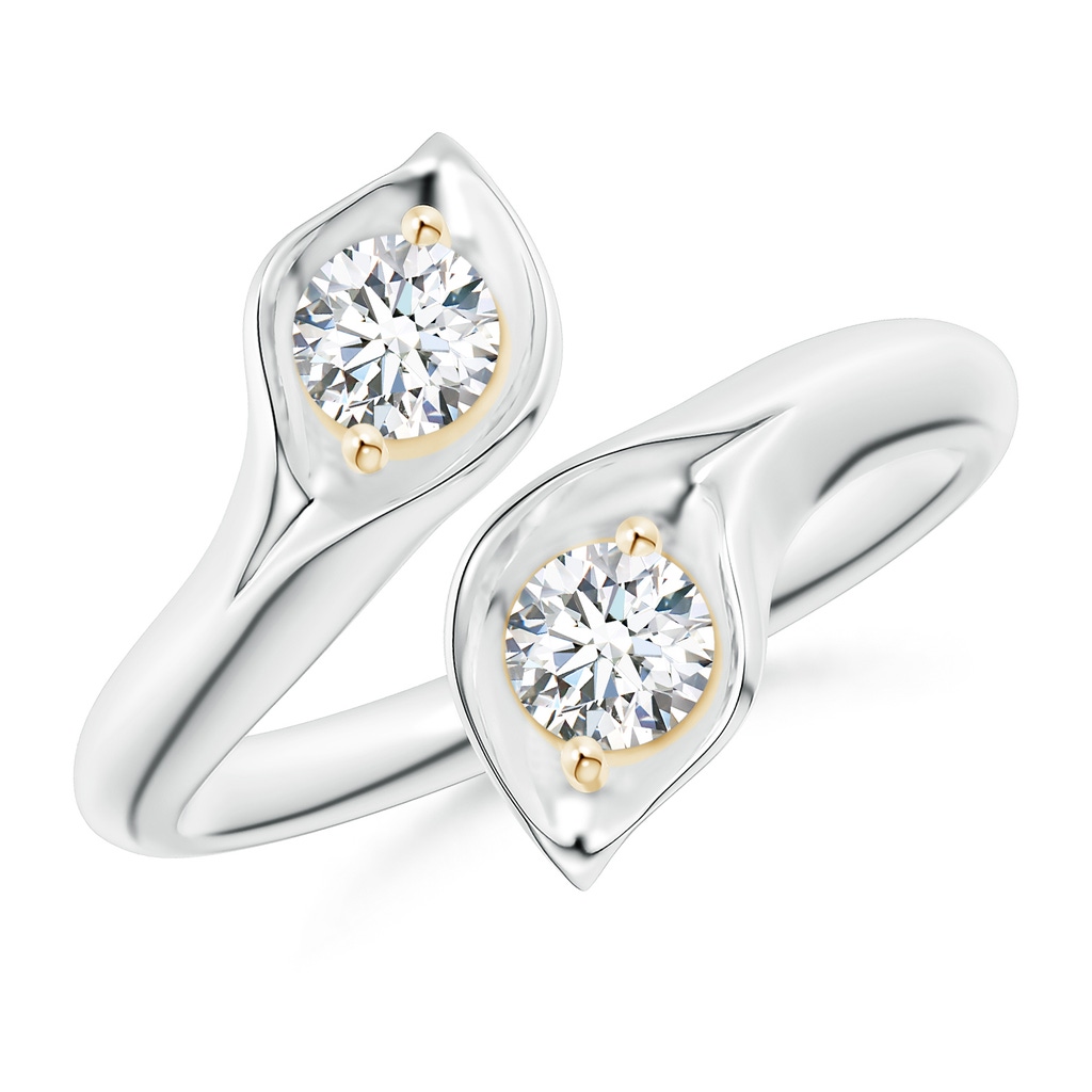 4mm GVS2 Calla Lily Two Stone Diamond Ring in White Gold Yellow Gold