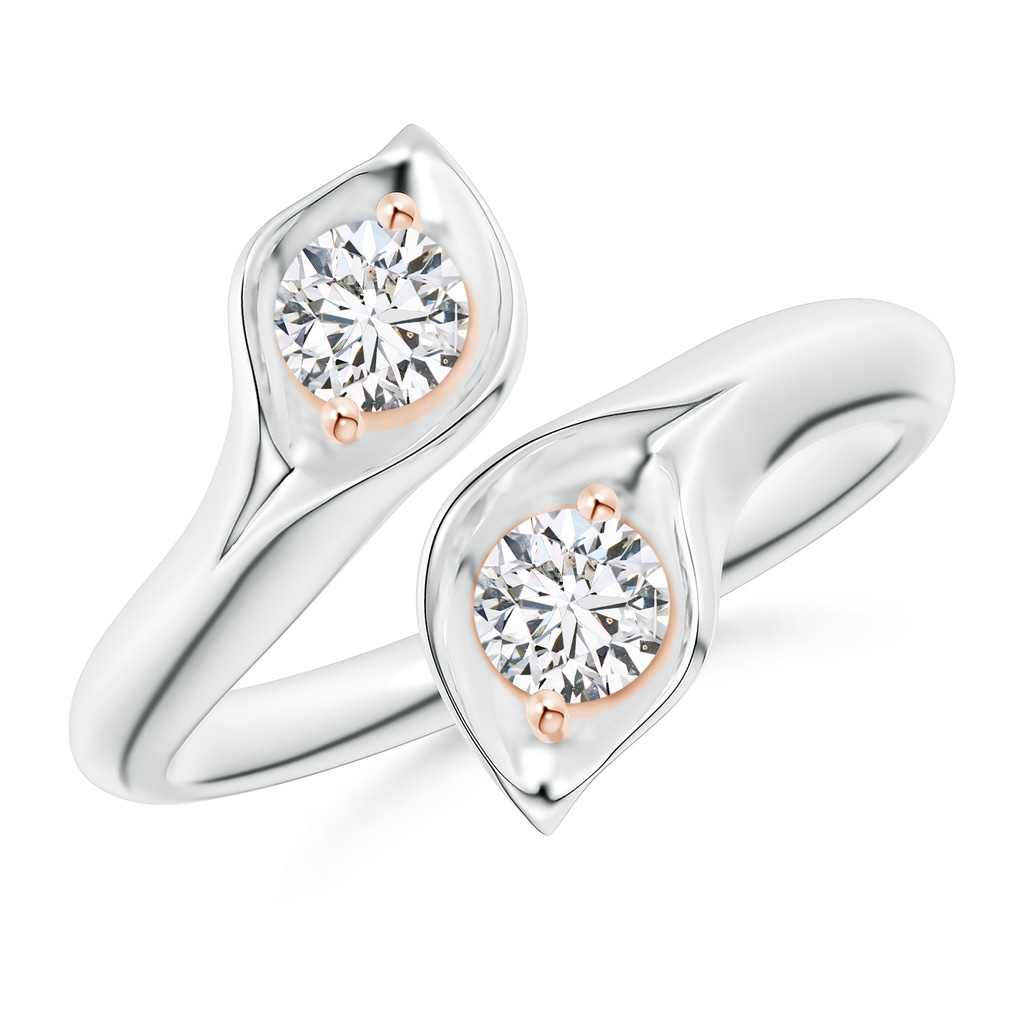 4mm HSI2 Calla Lily Two Stone Diamond Ring in White Gold Rose Gold