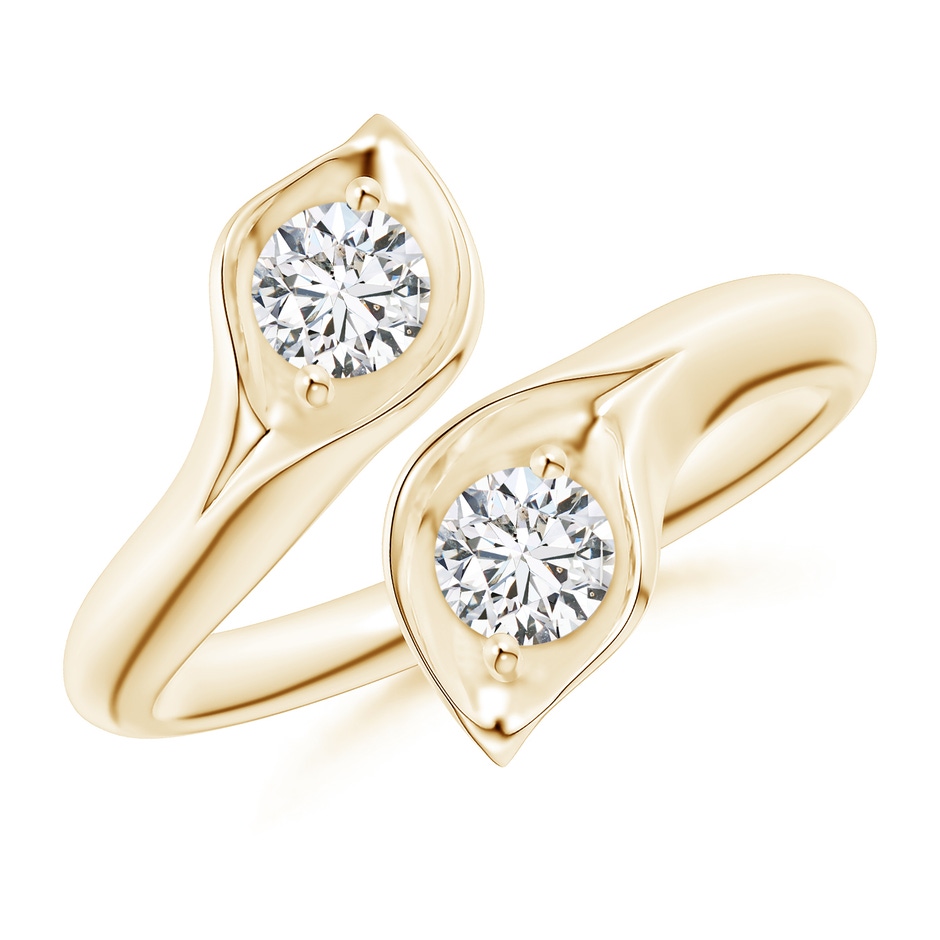 4mm HSI2 Calla Lily Two Stone Diamond Ring in Yellow Gold 