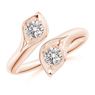 4mm IJI1I2 Calla Lily Two Stone Diamond Ring in Rose Gold