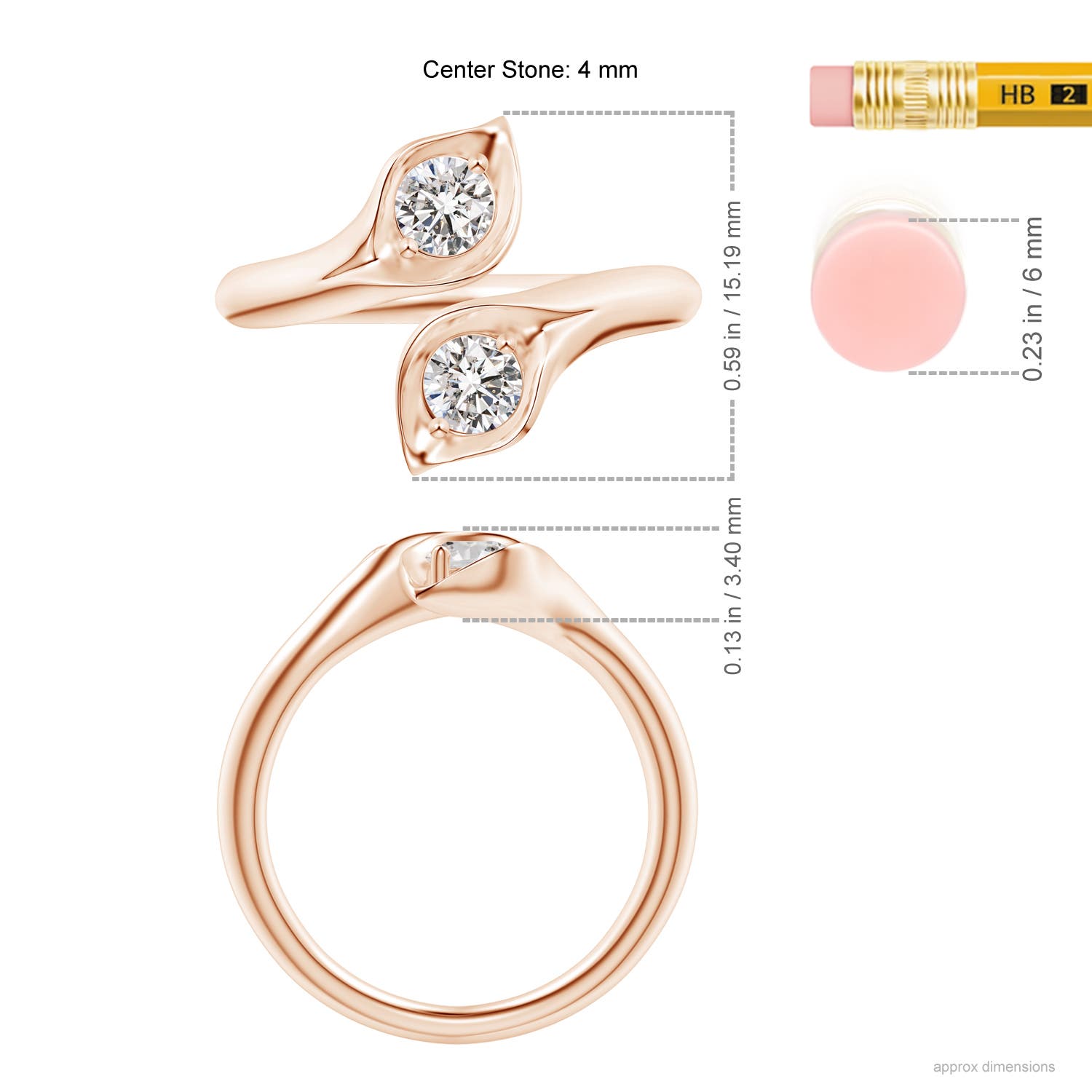 I-J, I1-I2 / 0.46 CT / 14 KT Rose Gold