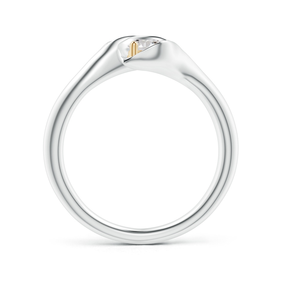 4mm IJI1I2 Calla Lily Two Stone Diamond Ring in White Gold Yellow Gold Side-1