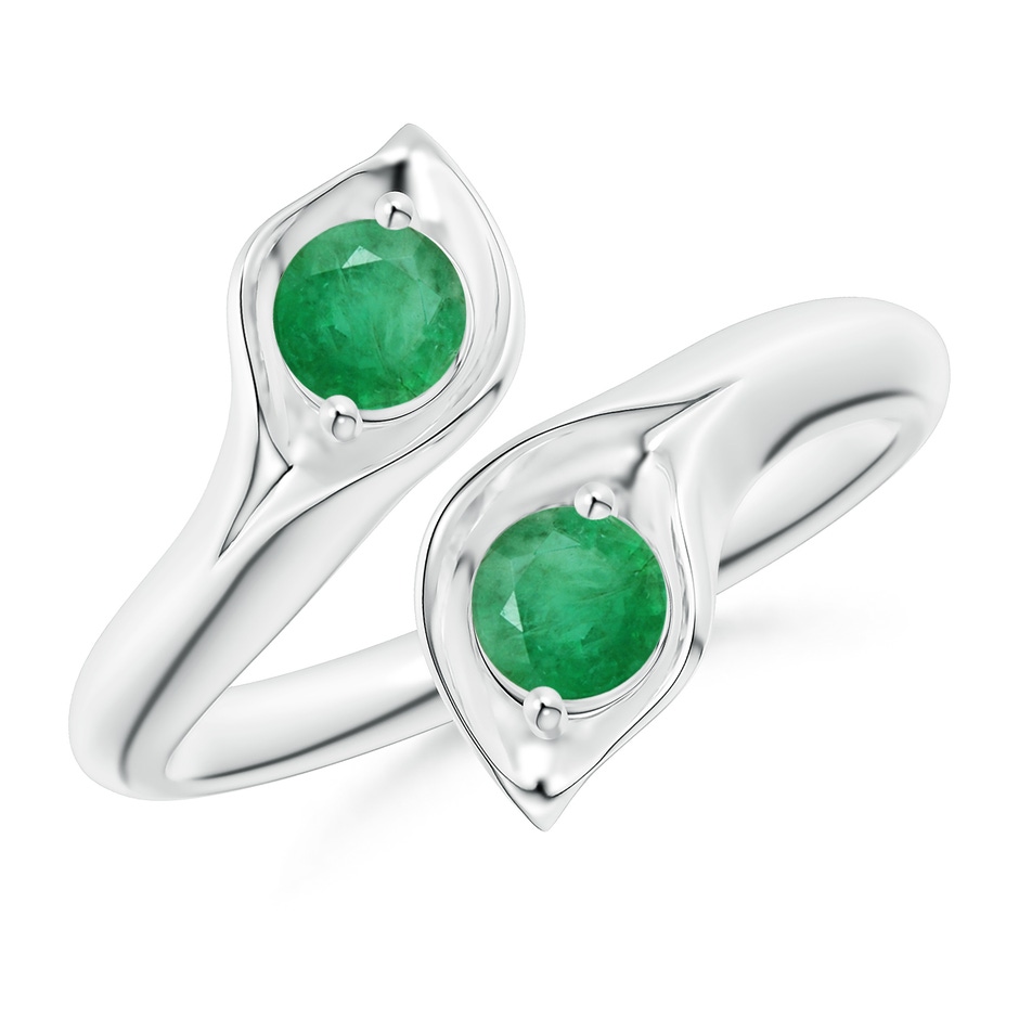 4mm A Calla Lily Two Stone Emerald Ring in P950 Platinum 