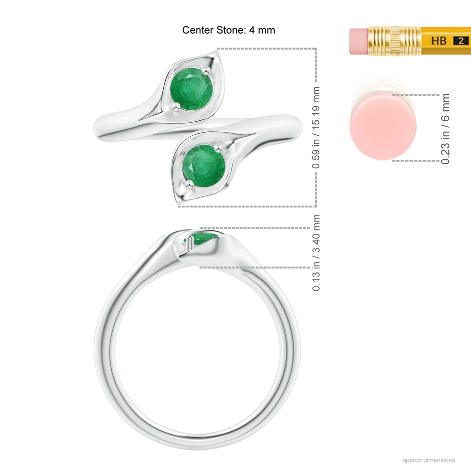 4mm A Calla Lily Two Stone Emerald Ring in P950 Platinum ruler