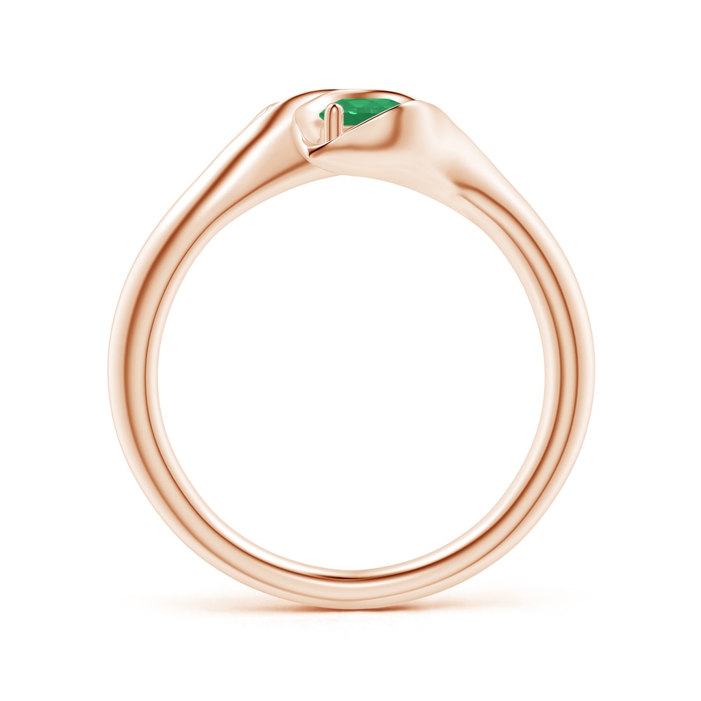 4mm A Calla Lily Two Stone Emerald Ring in Rose Gold Side 1