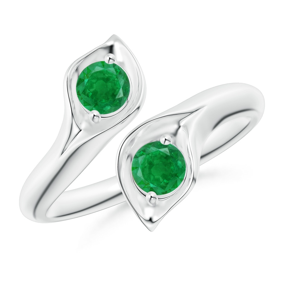 4mm AA Calla Lily Two Stone Emerald Ring in P950 Platinum 
