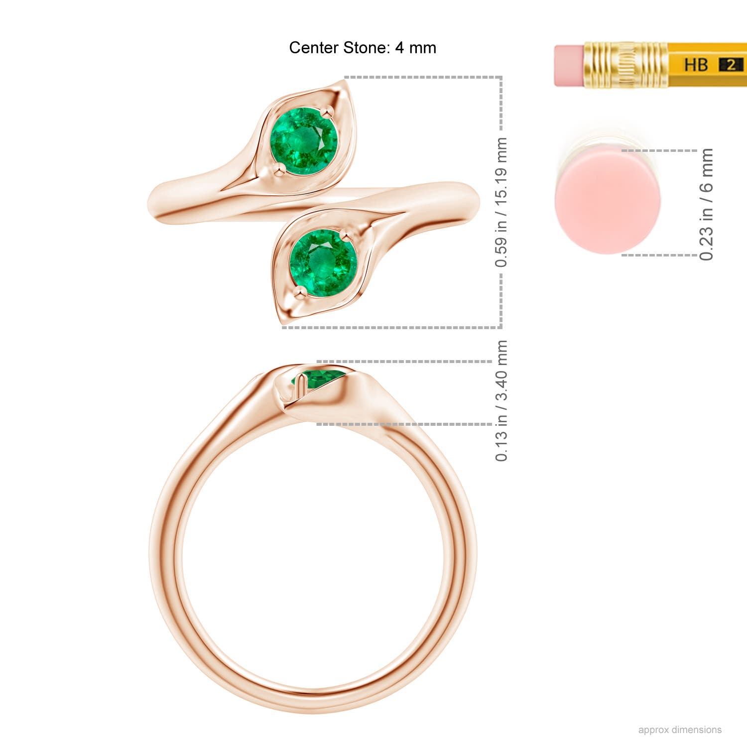 AAA - Emerald / 0.48 CT / 14 KT Rose Gold