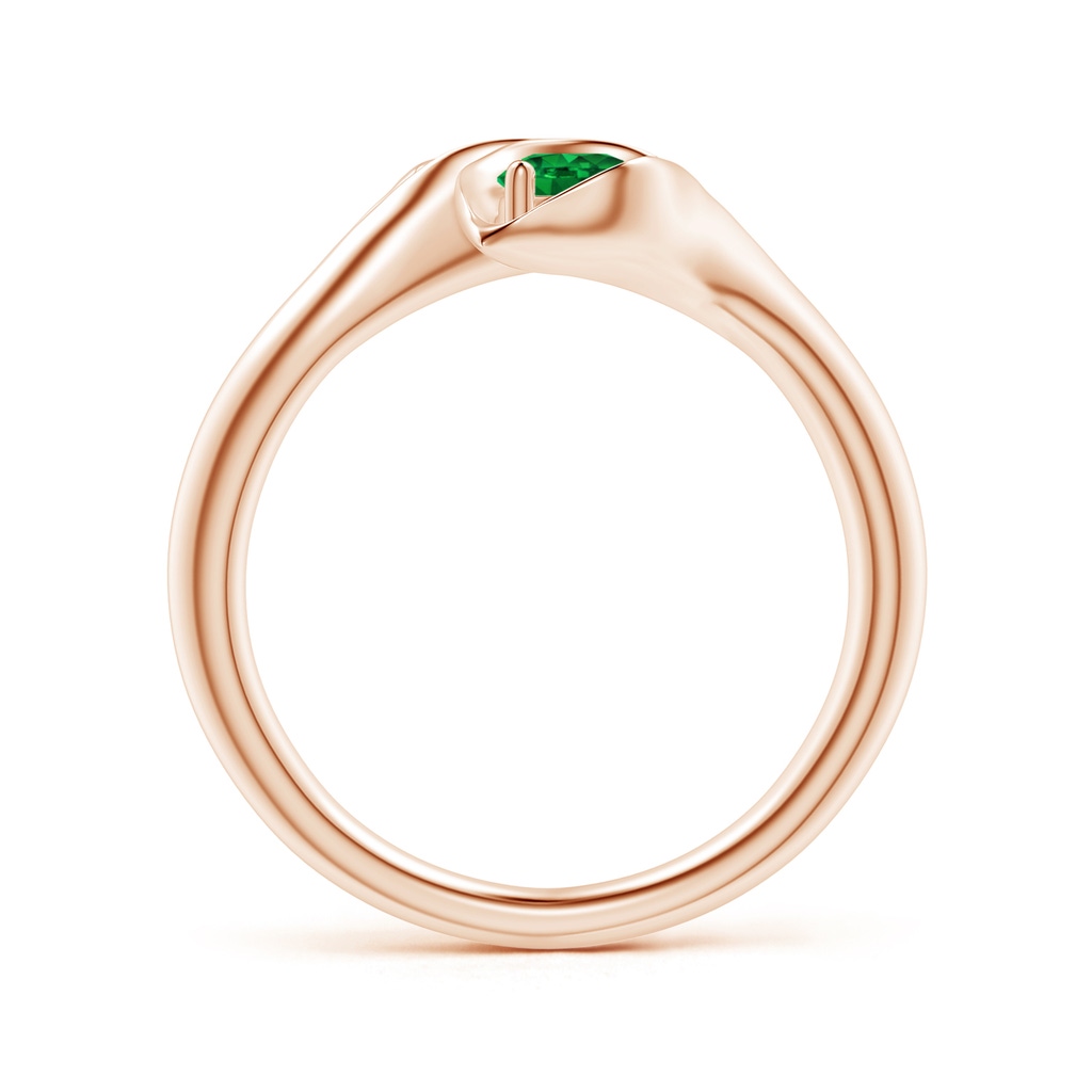 4mm AAAA Calla Lily Two Stone Emerald Ring in Rose Gold Side 1