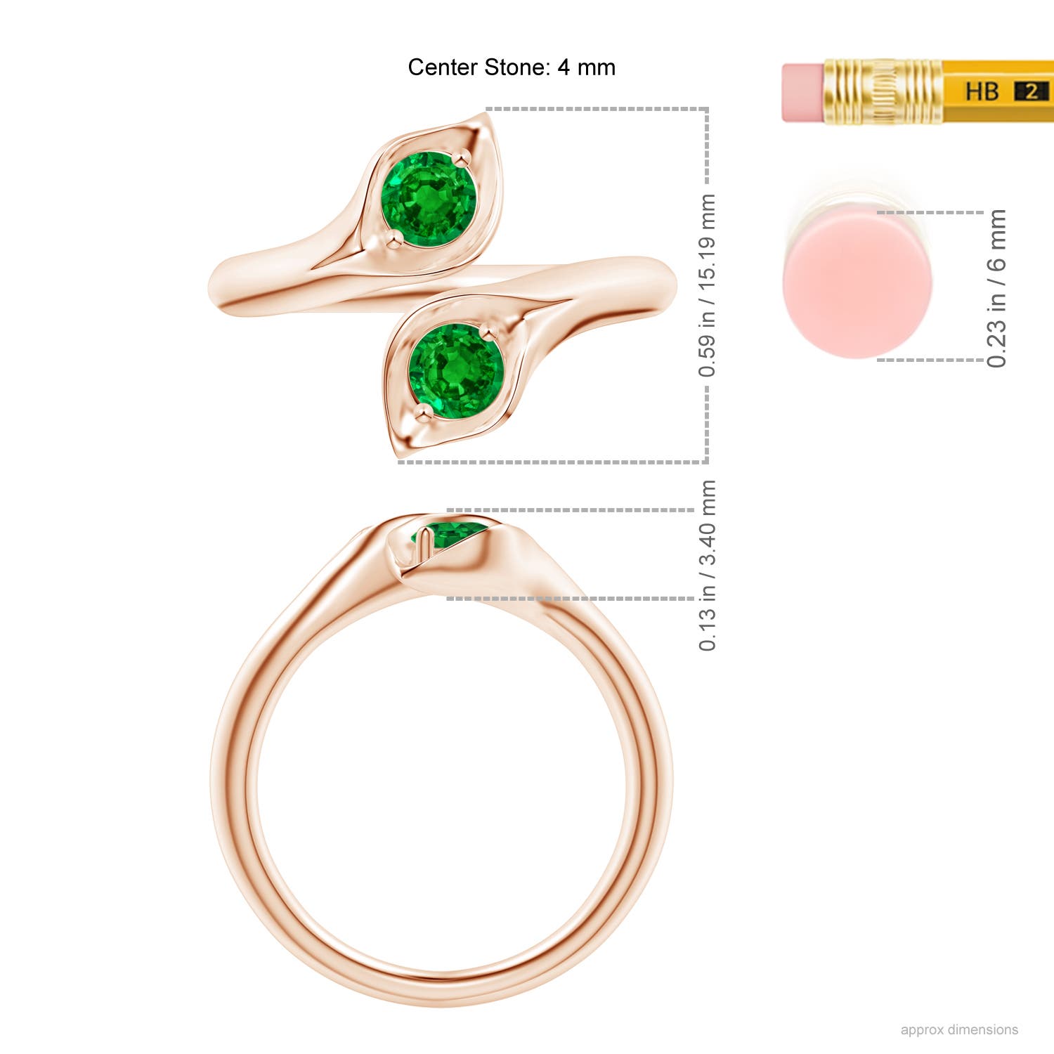 AAAA - Emerald / 0.48 CT / 14 KT Rose Gold