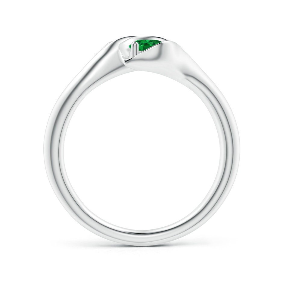 4mm AAAA Calla Lily Two Stone Emerald Ring in White Gold side 1