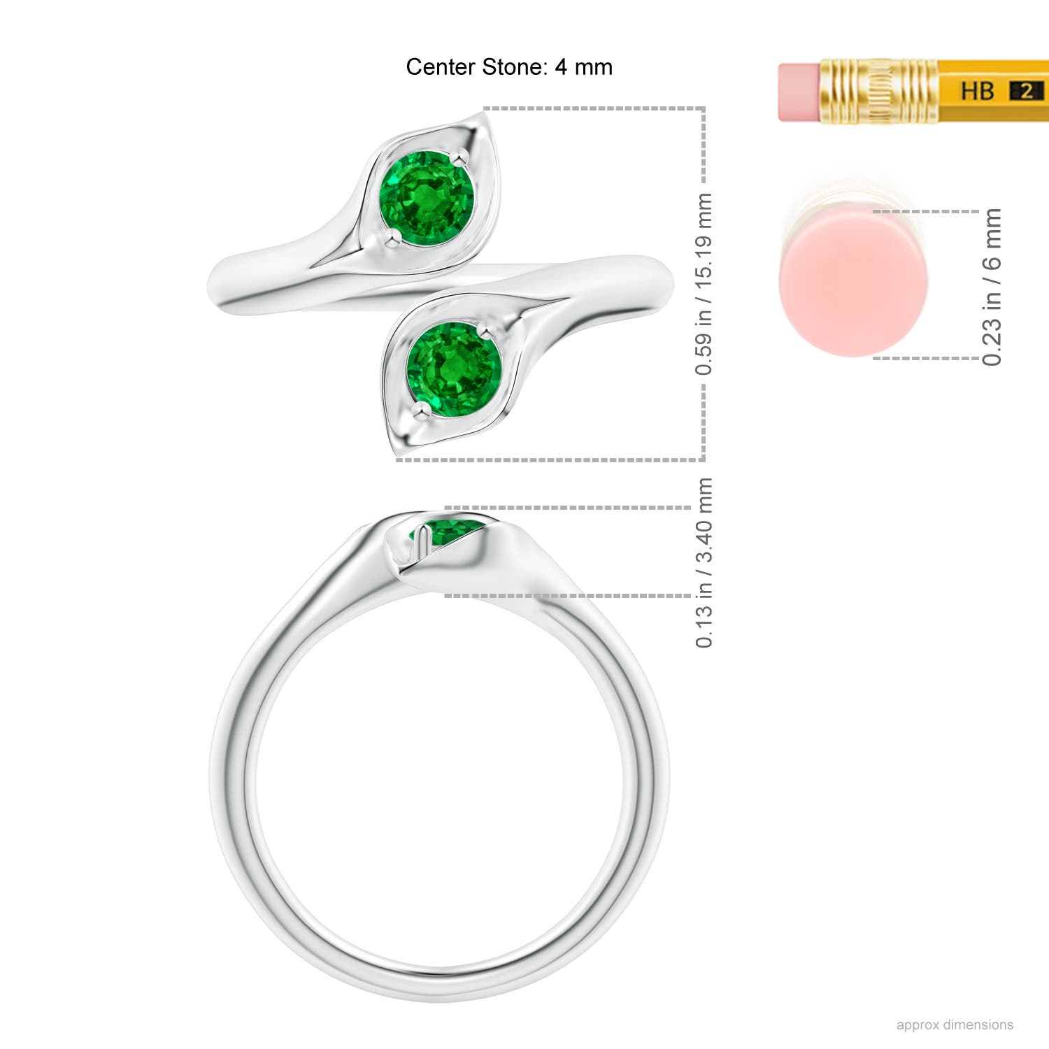 AAAA - Emerald / 0.48 CT / 14 KT White Gold