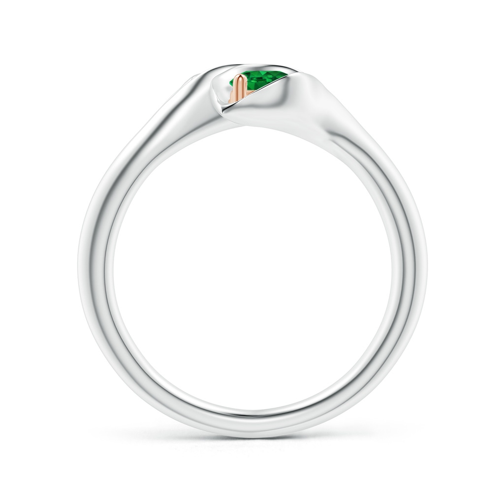 4mm AAAA Calla Lily Two Stone Emerald Ring in White Gold Rose Gold Side 1