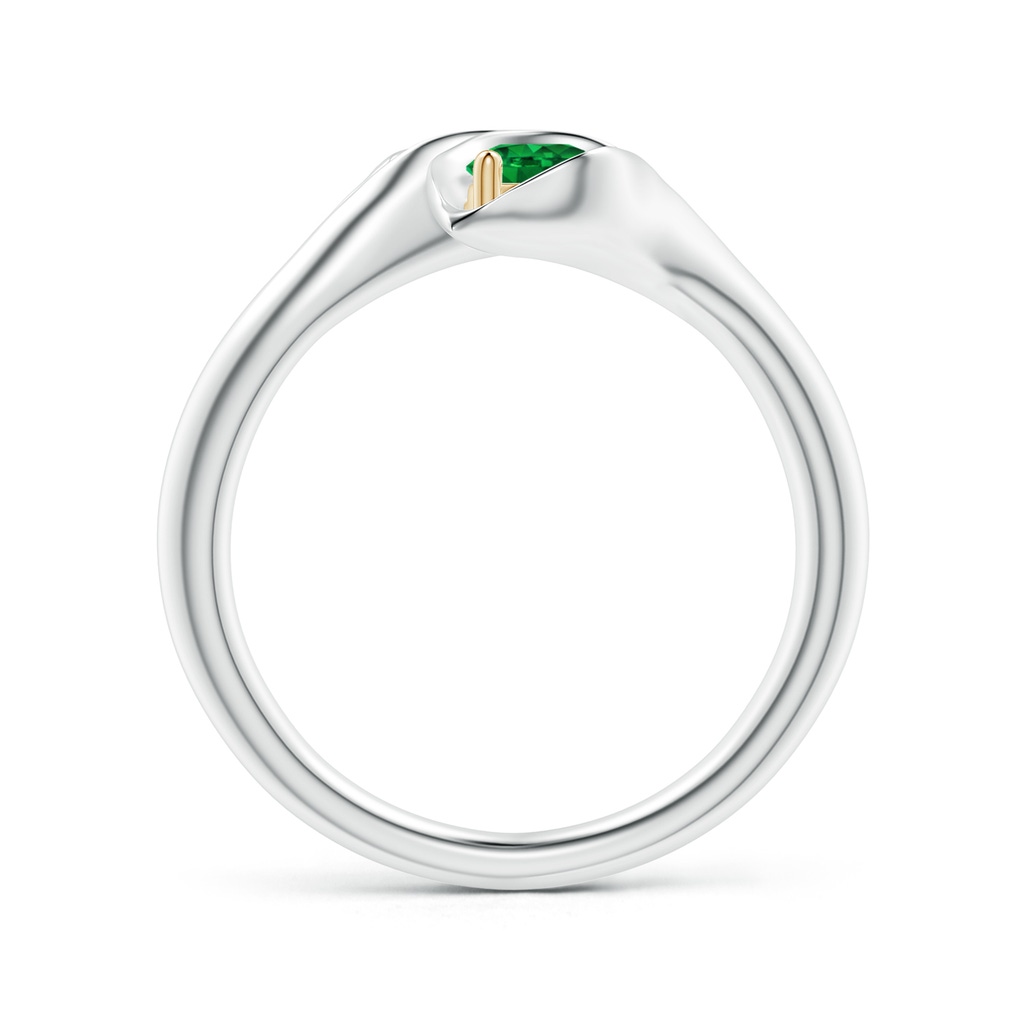 4mm AAAA Calla Lily Two Stone Emerald Ring in White Gold Yellow Gold Side 1