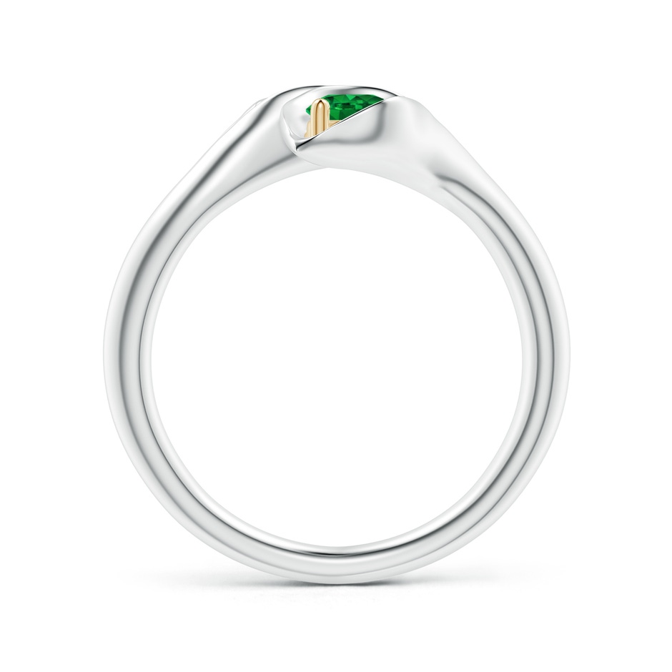 4mm AAAA Calla Lily Two Stone Emerald Ring in White Gold Yellow Gold side 1