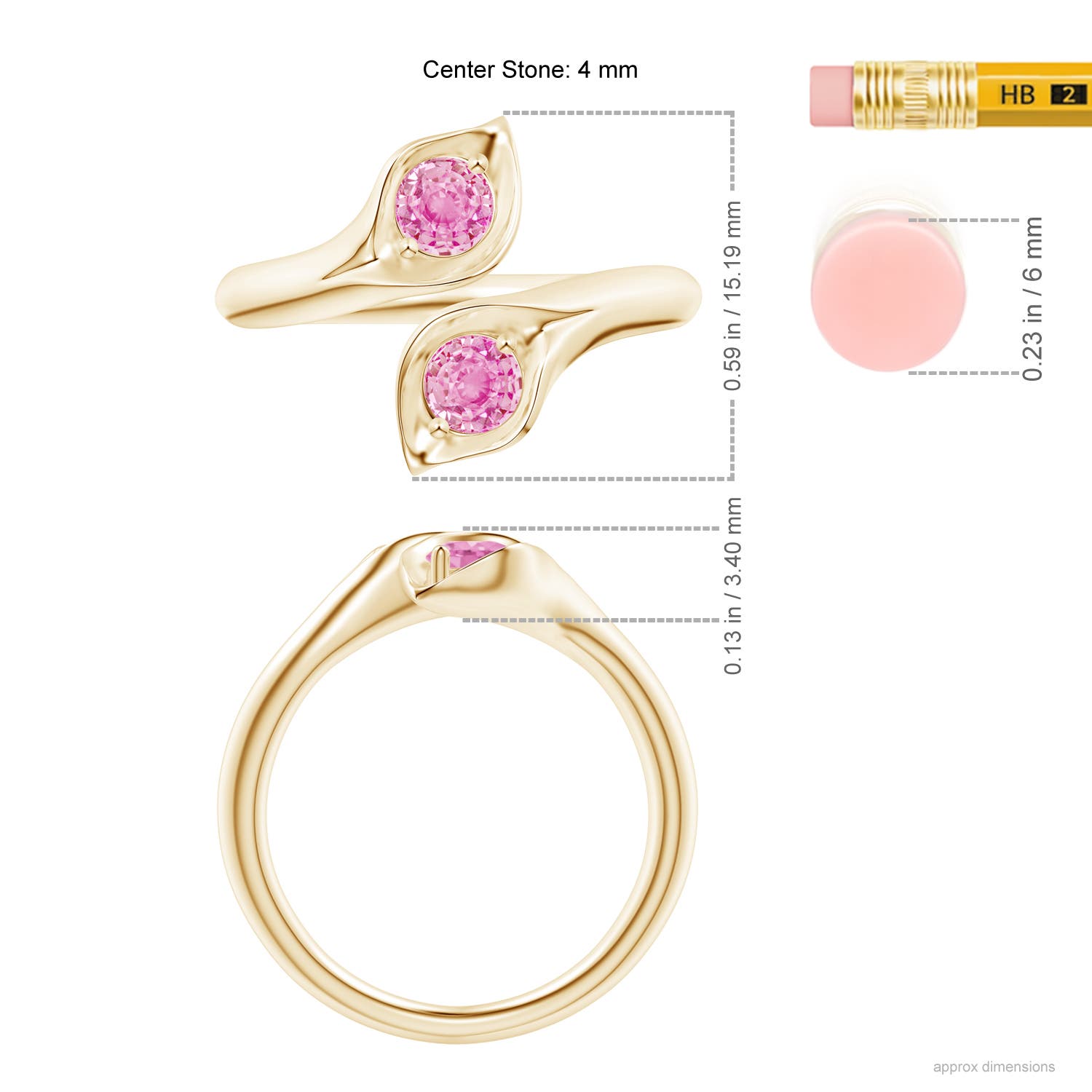 A - Pink Sapphire / 0.66 CT / 14 KT Yellow Gold