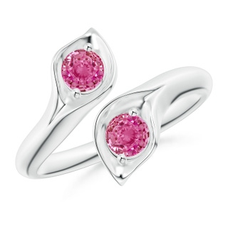 4mm AAA Calla Lily Two Stone Pink Sapphire Ring in White Gold