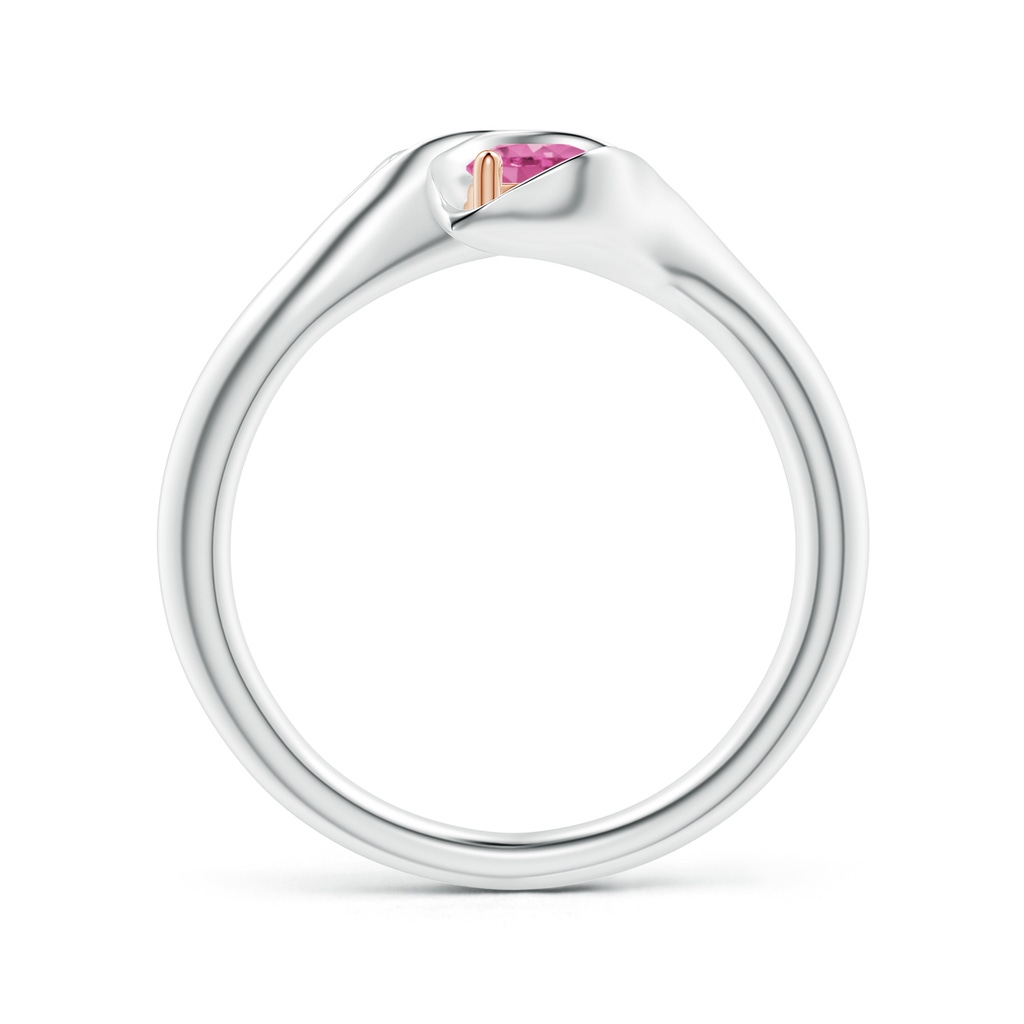 4mm AAA Calla Lily Two Stone Pink Sapphire Ring in White Gold Rose Gold Side 1