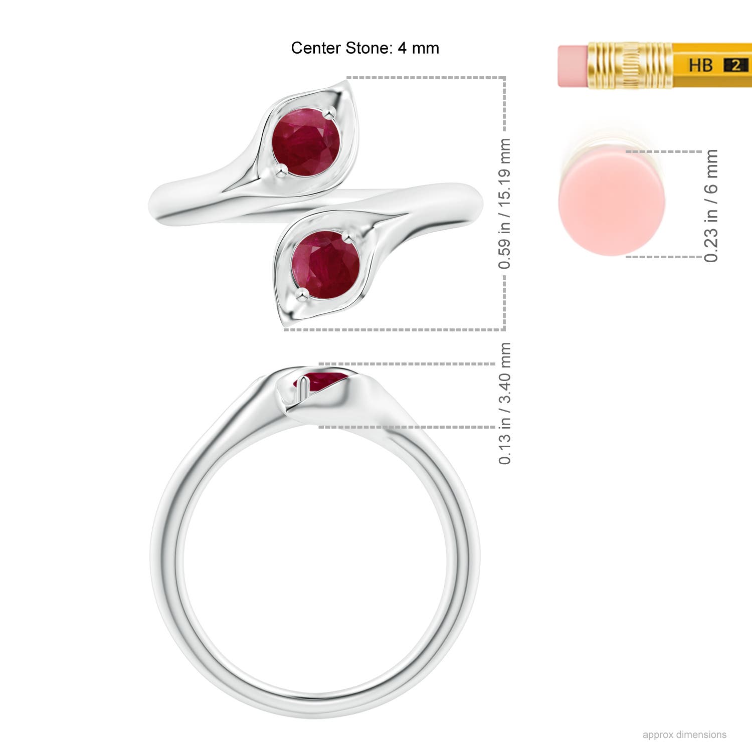 A - Ruby / 0.68 CT / 14 KT White Gold