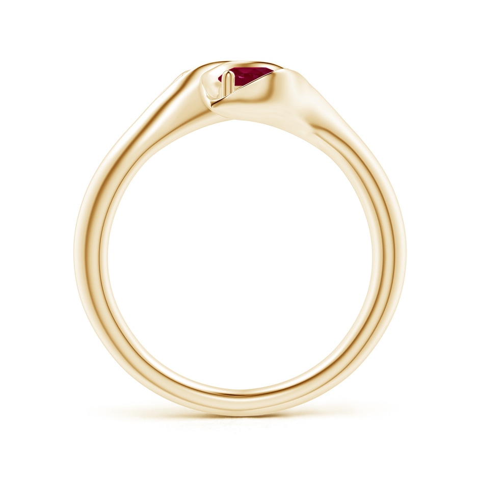 4mm A Calla Lily Two Stone Ruby Ring in Yellow Gold Side 1