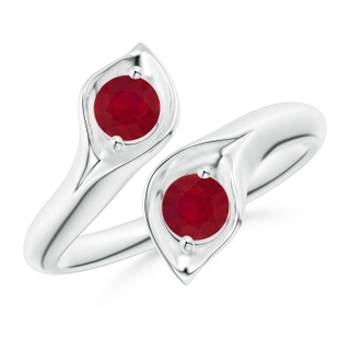 4mm AA Calla Lily Two Stone Ruby Ring in P950 Platinum