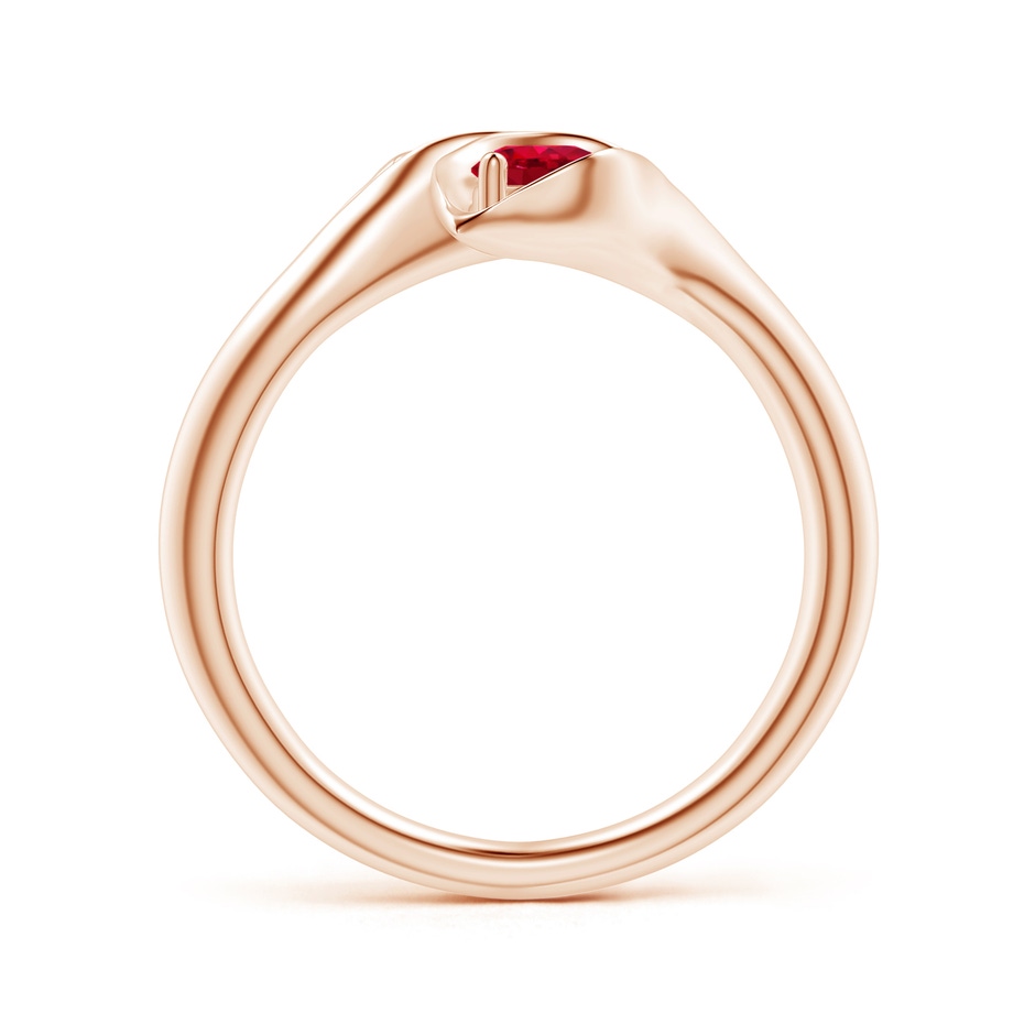 4mm AAA Calla Lily Two Stone Ruby Ring in Rose Gold side 1