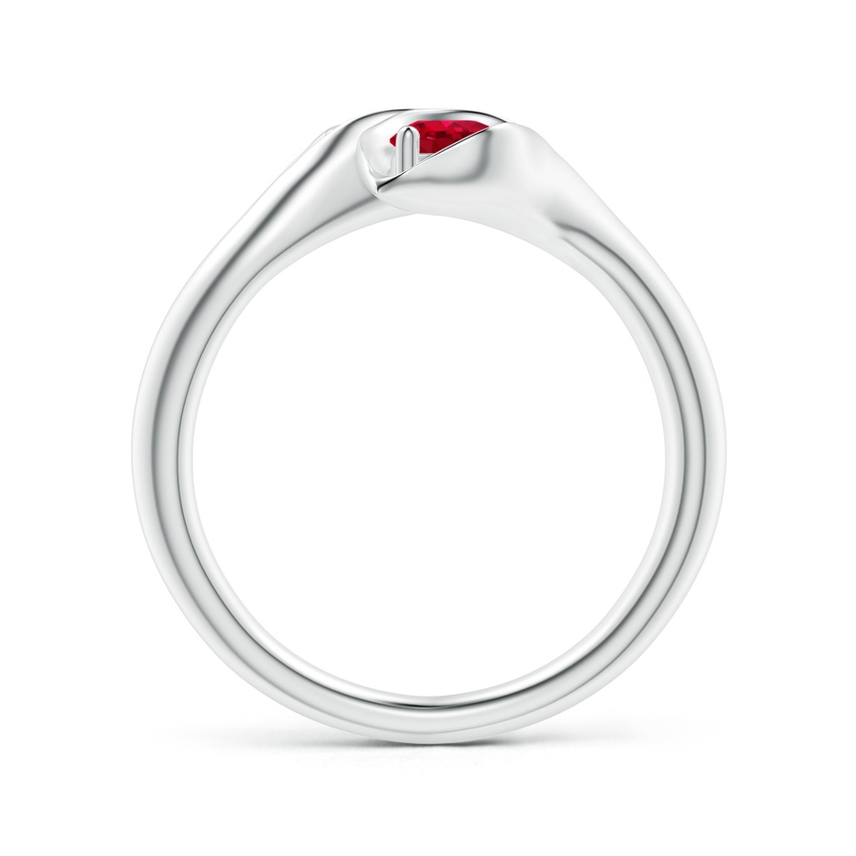 4mm AAA Calla Lily Two Stone Ruby Ring in White Gold Side 1