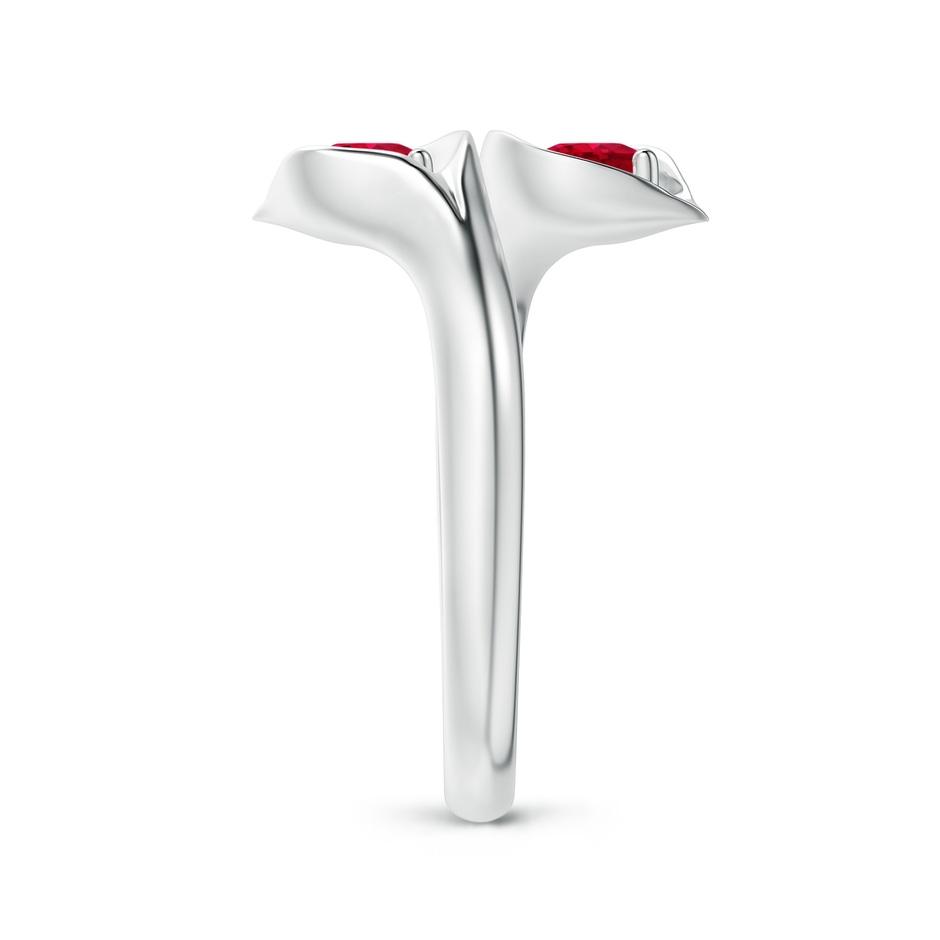 4mm AAA Calla Lily Two Stone Ruby Ring in White Gold Side 2