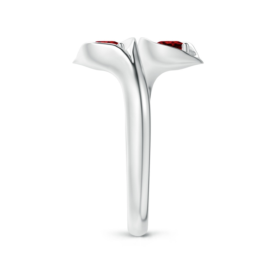 4mm AAAA Calla Lily Two Stone Ruby Ring in White Gold Side 2